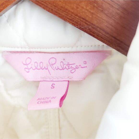 S Lilly Pultizer cream belted barn jacket - Picture 2 of 6